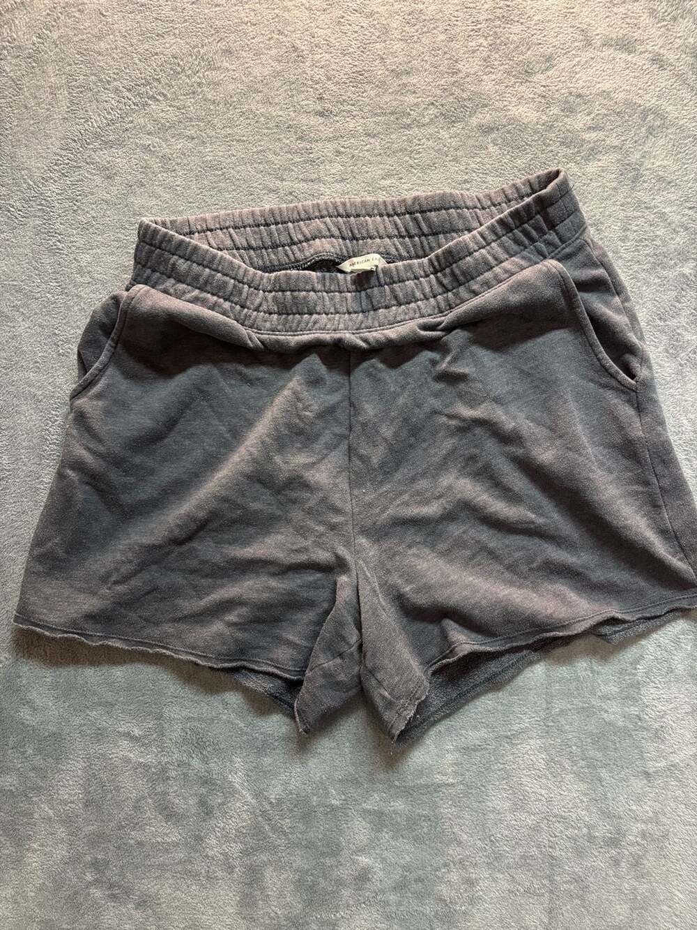 American Eagle High-Waisted Sweat Shorts in Washed Black